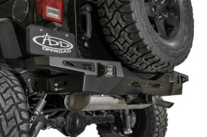 Jeep JK Bumper - Rear - Addictive Desert Designs - Stealth Fighter - Hammer Black with Satin Black panels - `07-`18